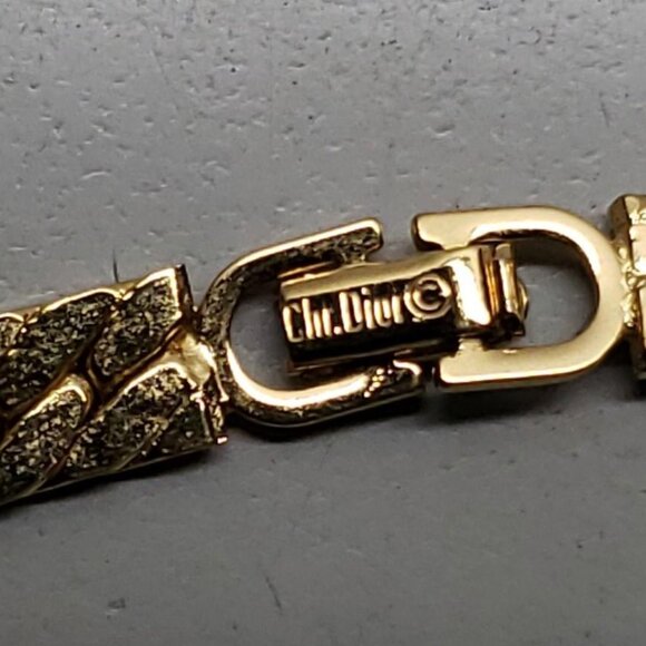 Vtg 80s Signed Christian Dior "V" Rhinestone Bulky Chain 6.5" Choker Necklace - Picture 3 of 7